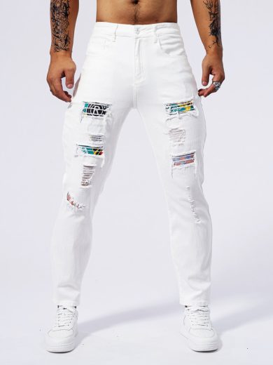 Hole Patch Washed Jeans