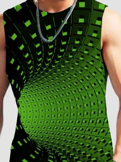 Men's Plus Size Sleeveless Vest 3D Retro Printed Fashion