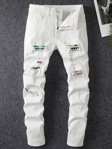 Hole Patch Washed Jeans - Image 6