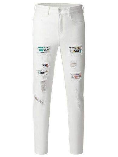 Hole Patch Washed Jeans - Image 4