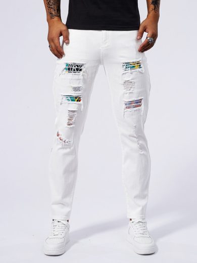 Hole Patch Washed Jeans - Image 2