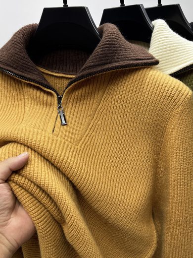 Knitwear Coat Men's Winter Lapel High Collar Sweater