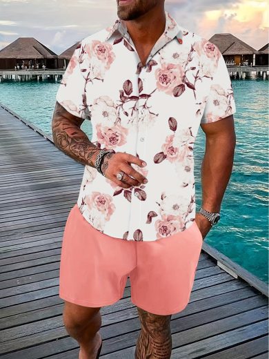 Coconut Tree 3d Printed Short Sleeve Shorts Suit - Image 9