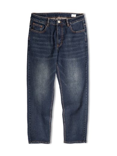 Denim Cotton Men's Vintage Denim Washed Straight Jeans - Image 4